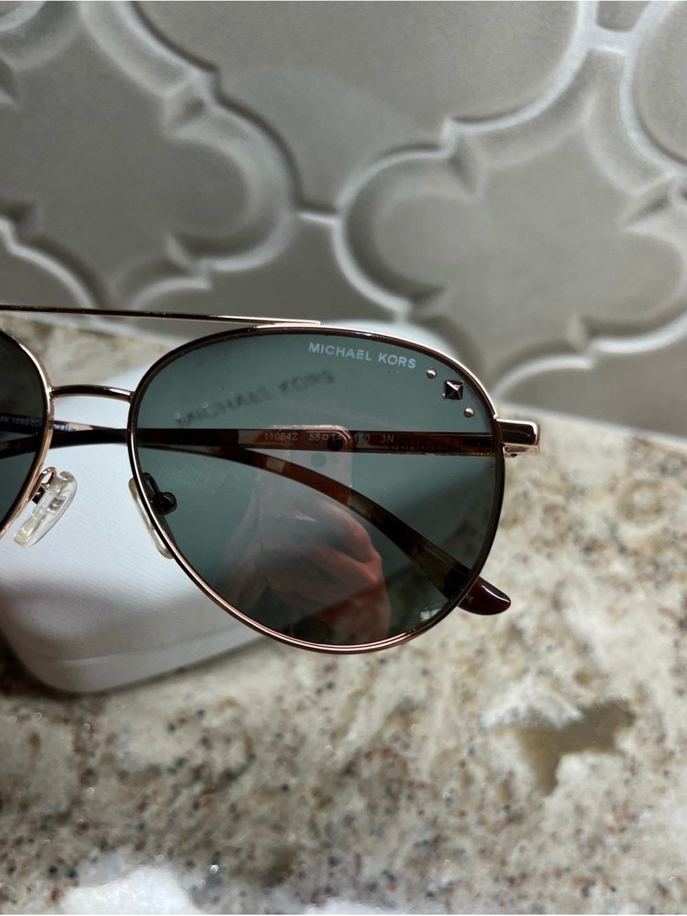 Michael Kors Rose Gold Aviator Sunglasses - Picture 3 of 9